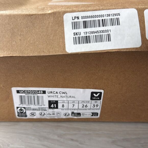 VEJA URCA CWL WHITE NATURAL size 8 sneakers NWT in box - Picture 5 of 10
